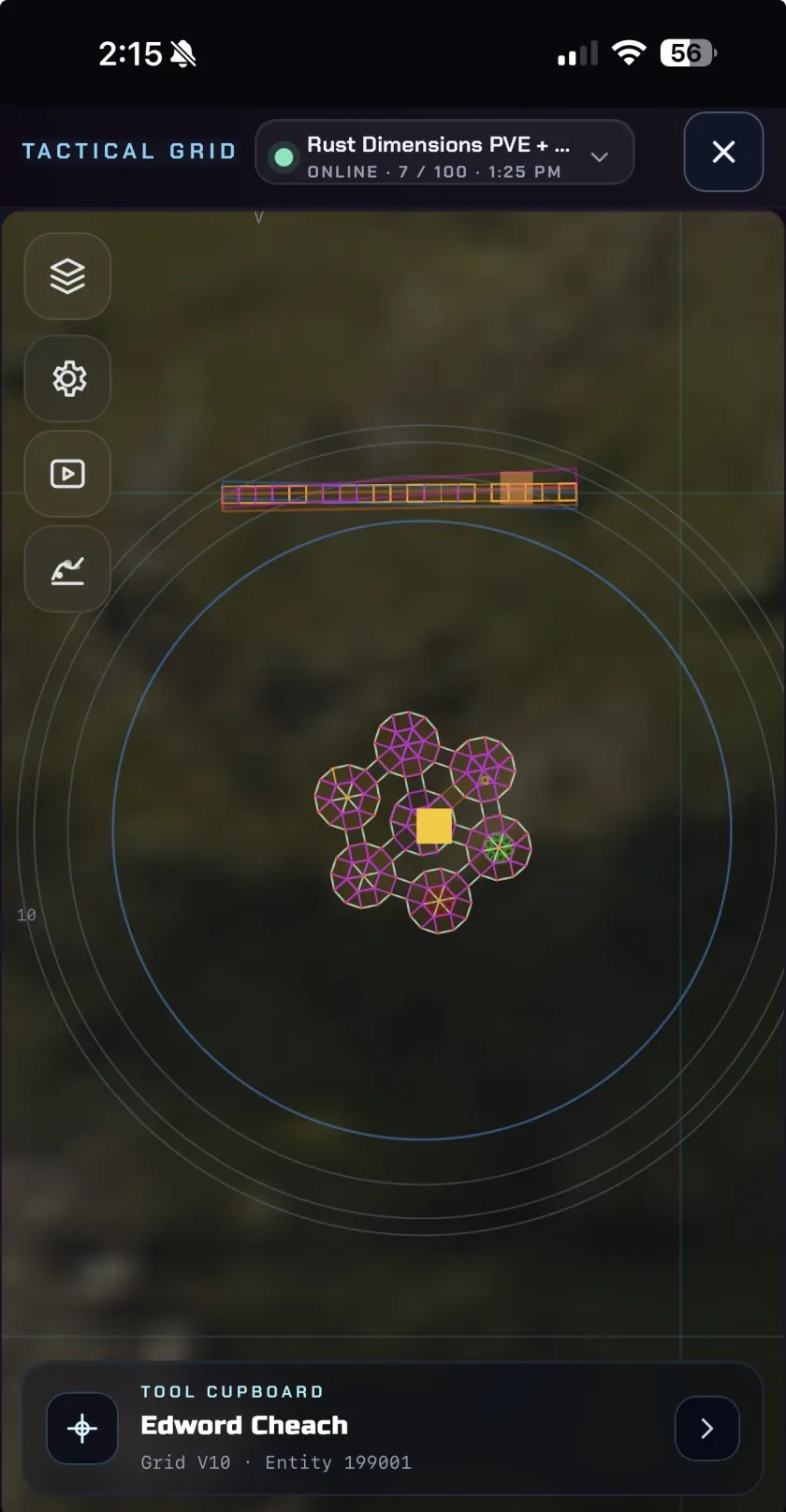 Rust Overwatch tactical grid base x-ray overlay on mobile.